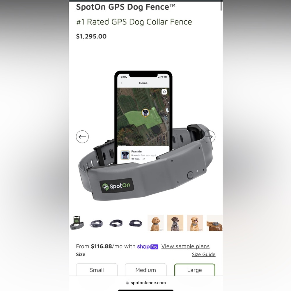 SpotOn GPS Dog Fence collars Size M